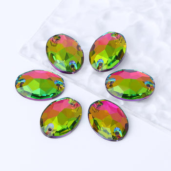 Vitrail Medium Oval Shape High Quality Glass Sew-on Rhinestones WholesaleRhinestone