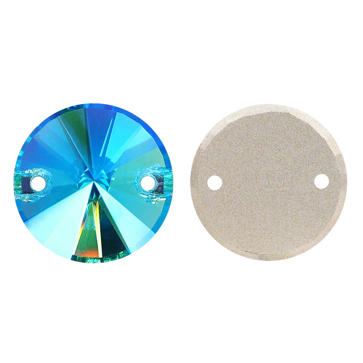 Aquamarine Shimmer Rivoli Shape High Quality Glass Sew-on Rhinestones WholesaleRhinestone Imagen principal del producto