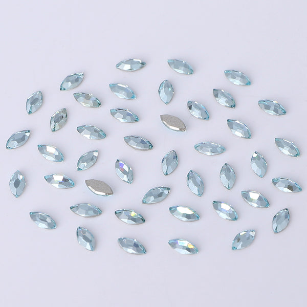 Navette Shape Multi Colors Small Size Glass Beveled Flat Back Fancy Rhinestones For Nail Art WholesaleRhinestone