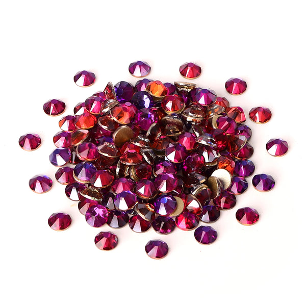 Purple Majesty Glass Flat Back Glue-On Rhinestones 16 Cut Facets WholesaleRhinestone