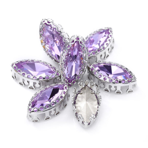 Violet Navette Shape High-Quality Glass Sew-on Nest Hollow Claw Rhinestones WholesaleRhinestone