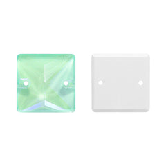 Electric Neon Greenwrap Square Shape High Quality Glass Sew-on Rhinestones