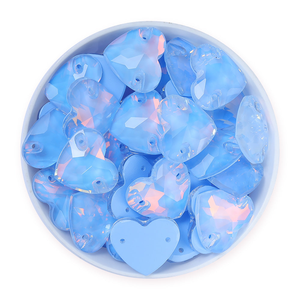 Light Sapphire AM Heart Shape High Quality Glass Sew-on Rhinestones WholesaleRhinestone Main image