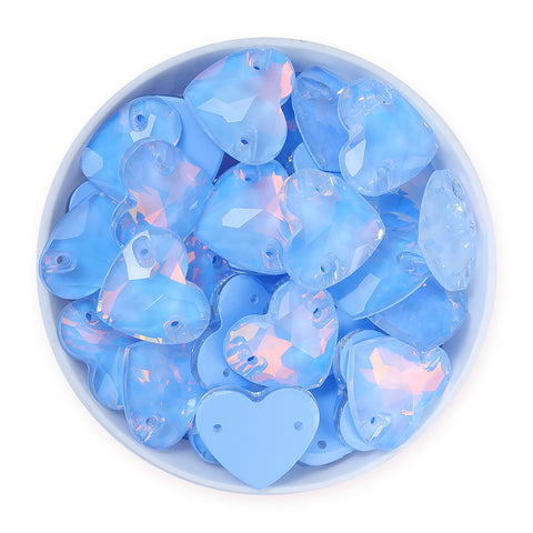 Light Sapphire AM Heart Shape High Quality Glass Sew-on Rhinestones