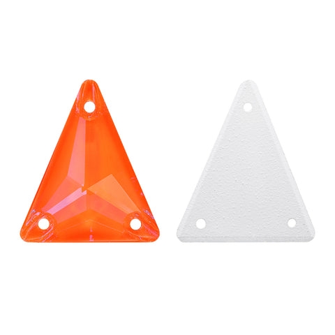 Triangolo sottile arancione neon arancione elettrico a forma di triangolo di alta qualità in vetro di rinestone di cucitura Immagine principale del prodotto