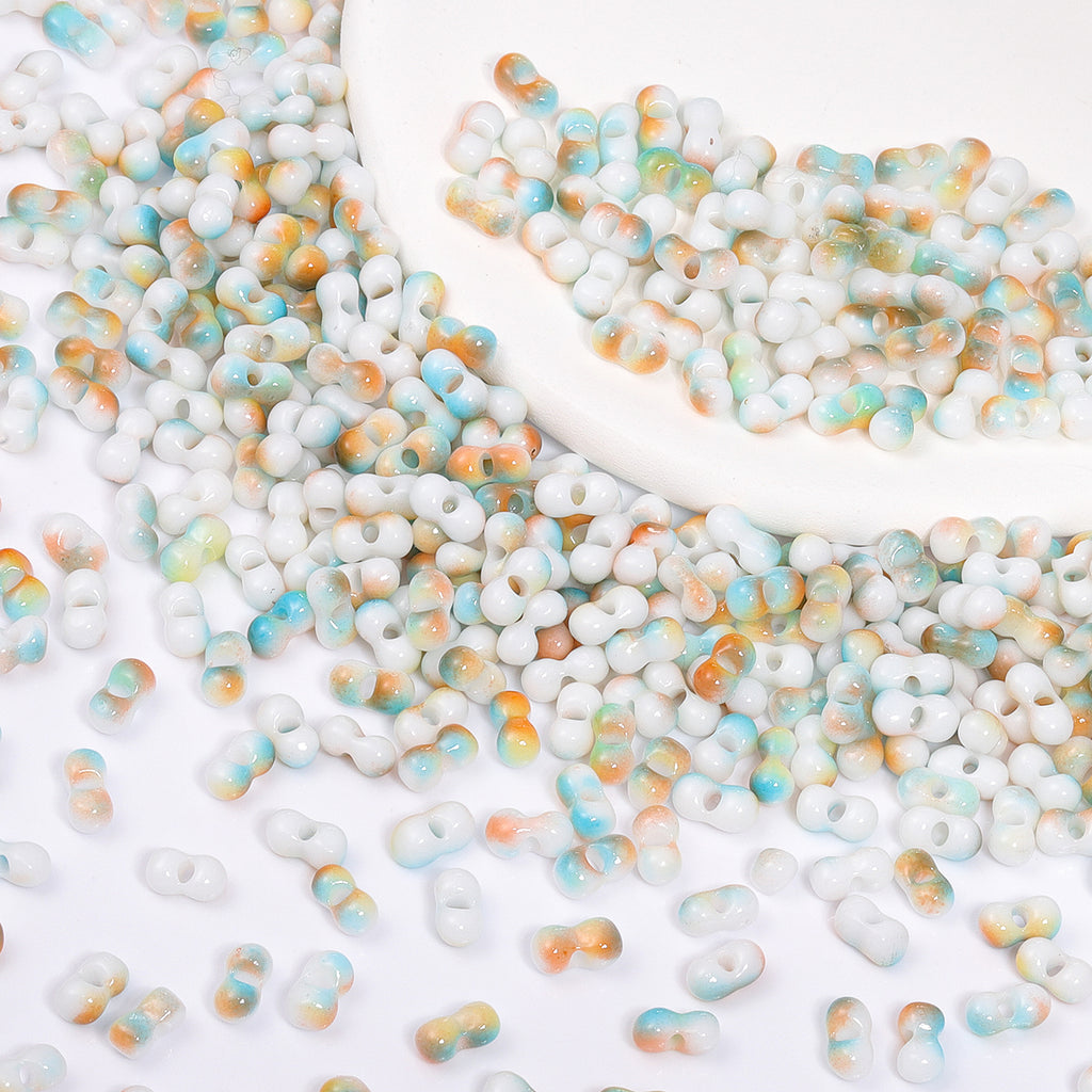 Various Colors Rainbow Effect Peanut Beads Shape Glass Seed Beads