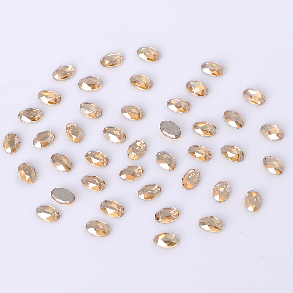 Oval Shape Multi Colors Small Size Glass Beveled Flat Back Fancy Rhinestones For Nail Art WholesaleRhinestone