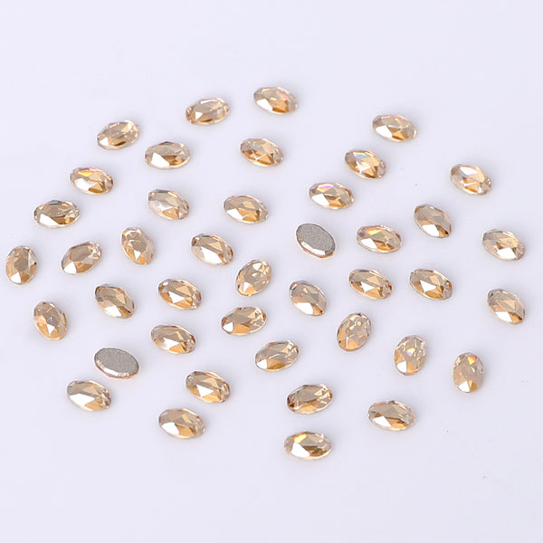 Oval Shape Multi Colors Small Size Glass Beveled Flat Back Fancy Rhinestones For Nail Art WholesaleRhinestone