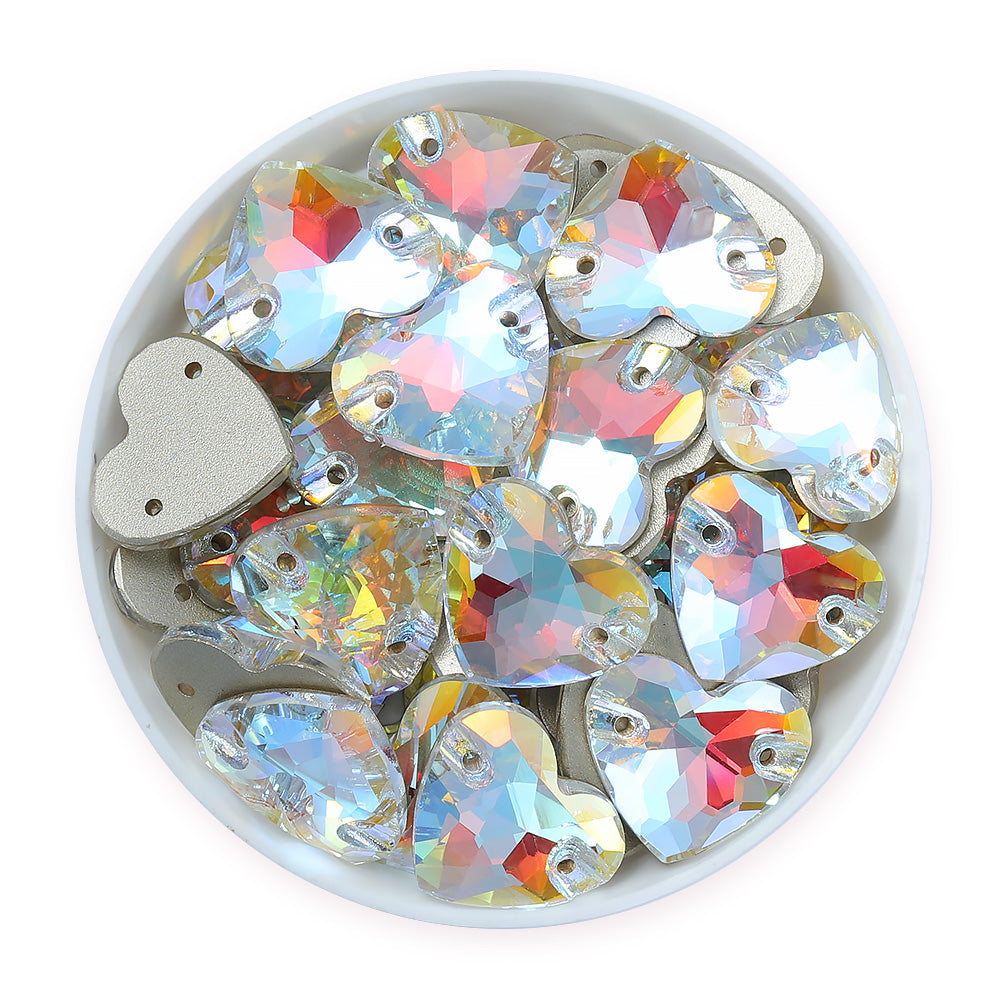 Light Crystal AB Heart Shape High Quality Glass Sew-on Rhinestones WholesaleRhinestone メイン画像