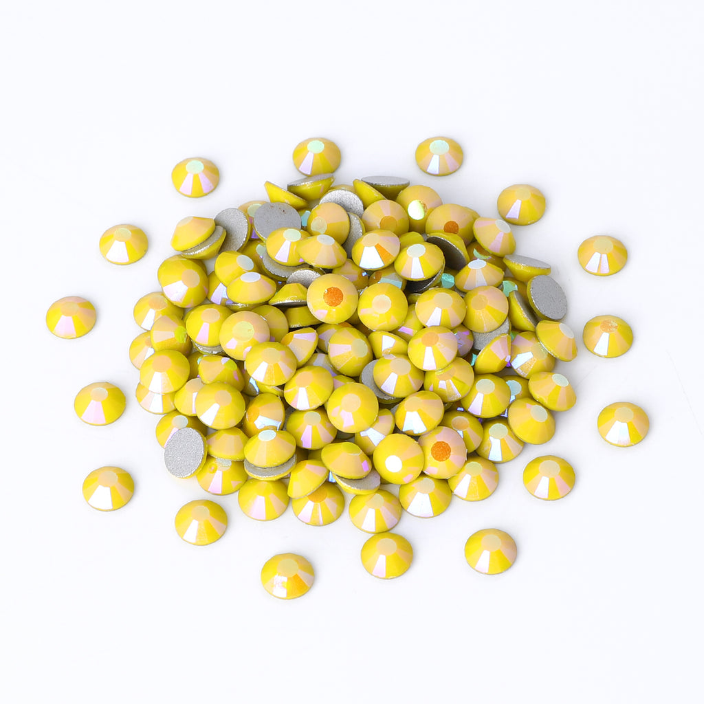 Yellow Porcelain Light Glass FlatBack Rhinestones Silver Back WholesaleRhinestone