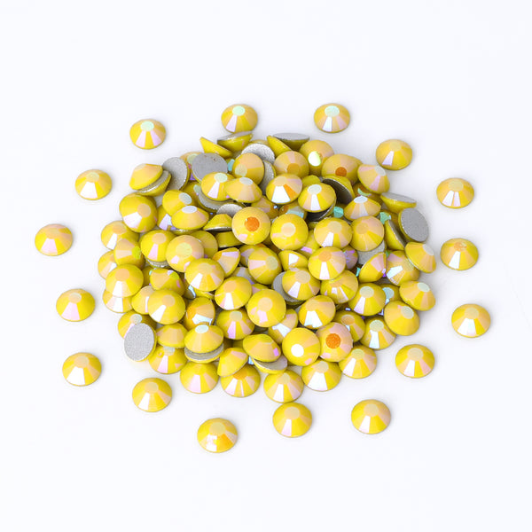 Yellow Porcelain Light Glass FlatBack Rhinestones Silver Back WholesaleRhinestone