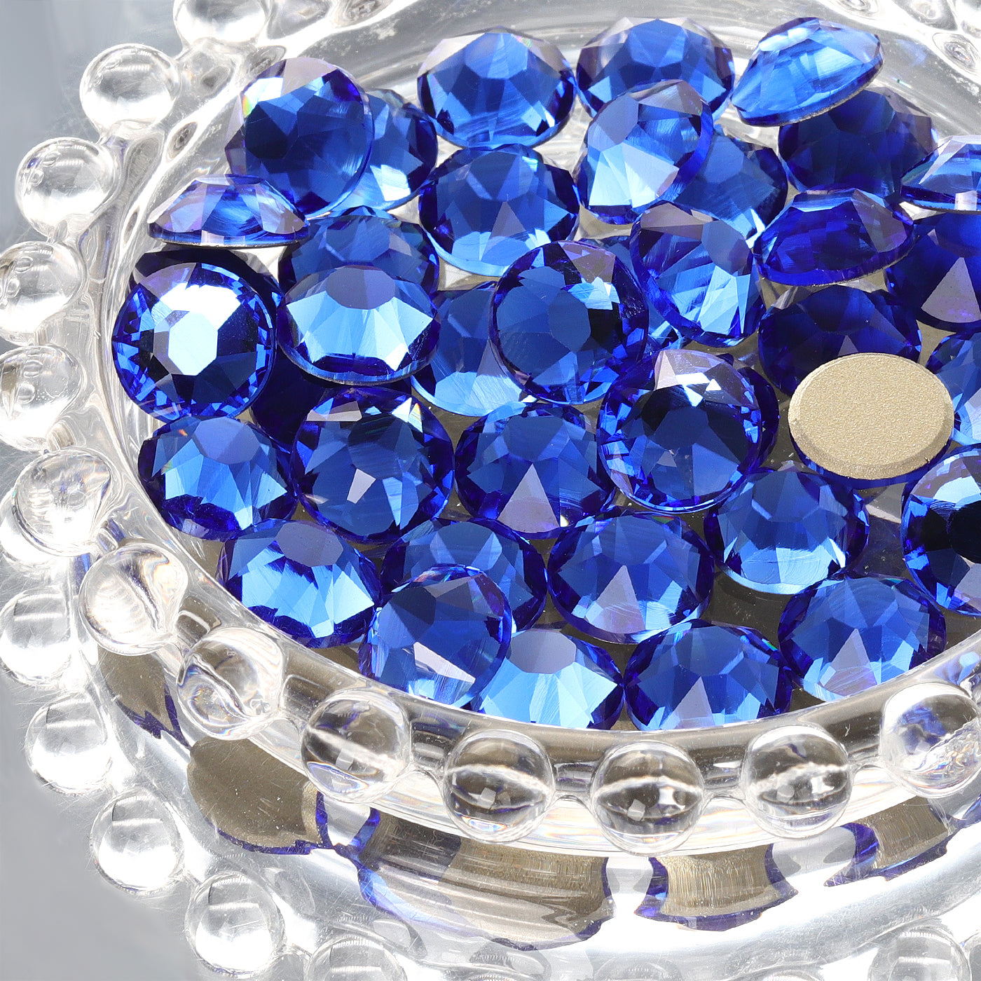 Light Sapphire XIRIUS Round Shape High Quality Glass Beveled Flat Back Rhinestones WholesaleRhinestone