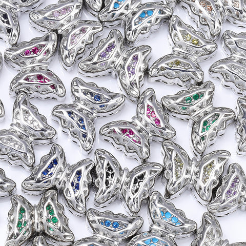 Sommerfuglform Imitation Rhodium Belrettet SEW-ON LEMBELLE ALLOY CHARMS Indlagt Cubic Zirconia Hovedbillede