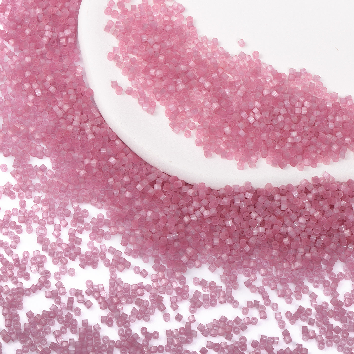 Transparent Fiber-Optic Tea Rose Cat's Eye Color Hight Quality Glass Cylinder Seed Beads 1.6 MM Size MY4006 Secondary image