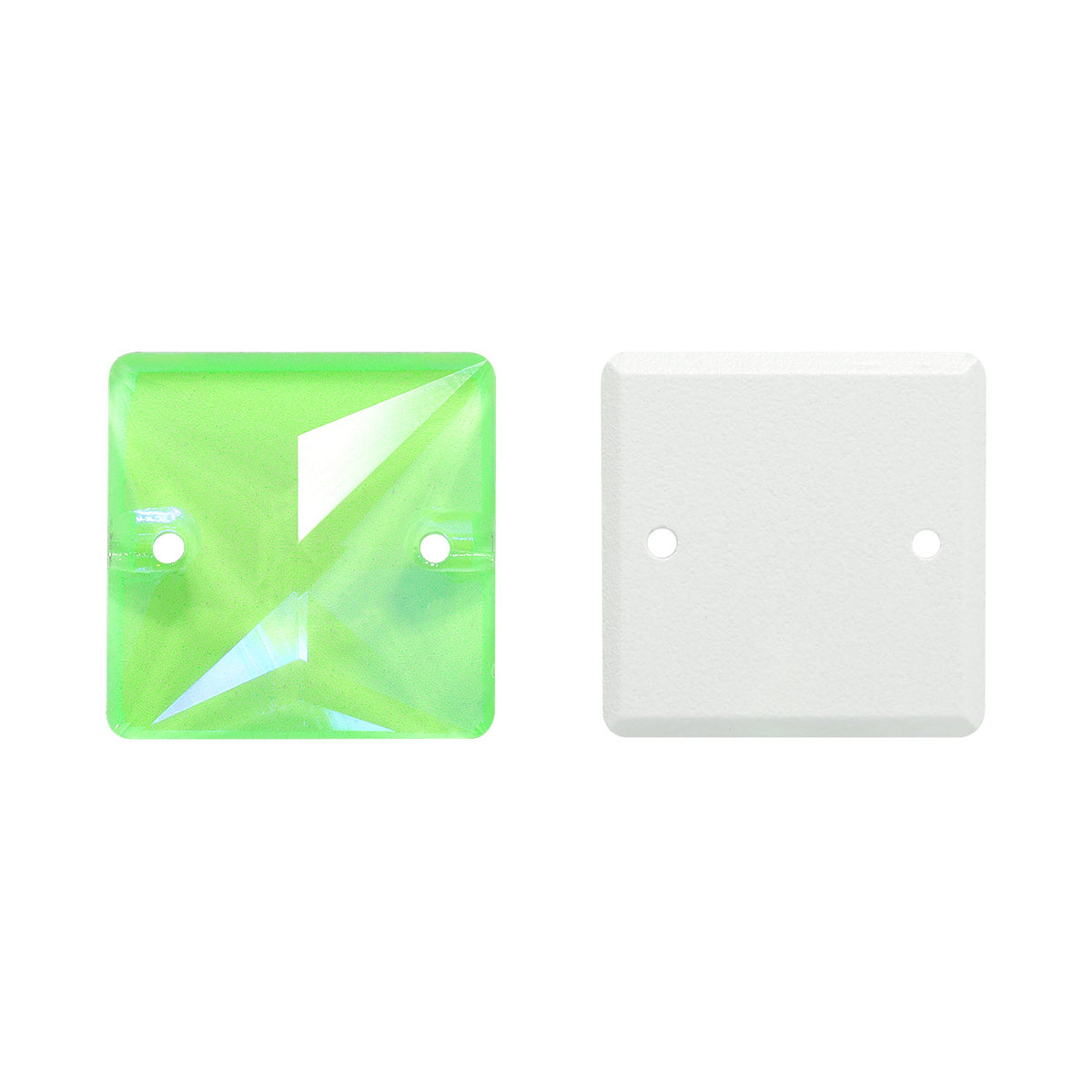 Electric Neon Peridot Square Shape de alta calidad de vidrio de vidrio cosido