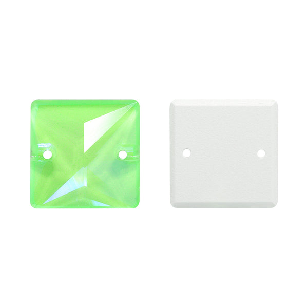 Electric Neon Peridot Square Shape de alta calidad de vidrio de vidrio cosido