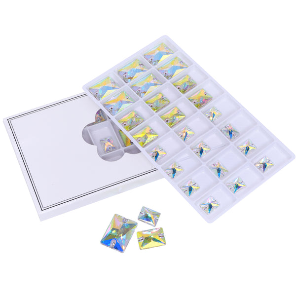 Mixed Sizes Crystal AB Rectangle Shape High Quality Glass Sew-on Rhinestones WholesaleRhinestone