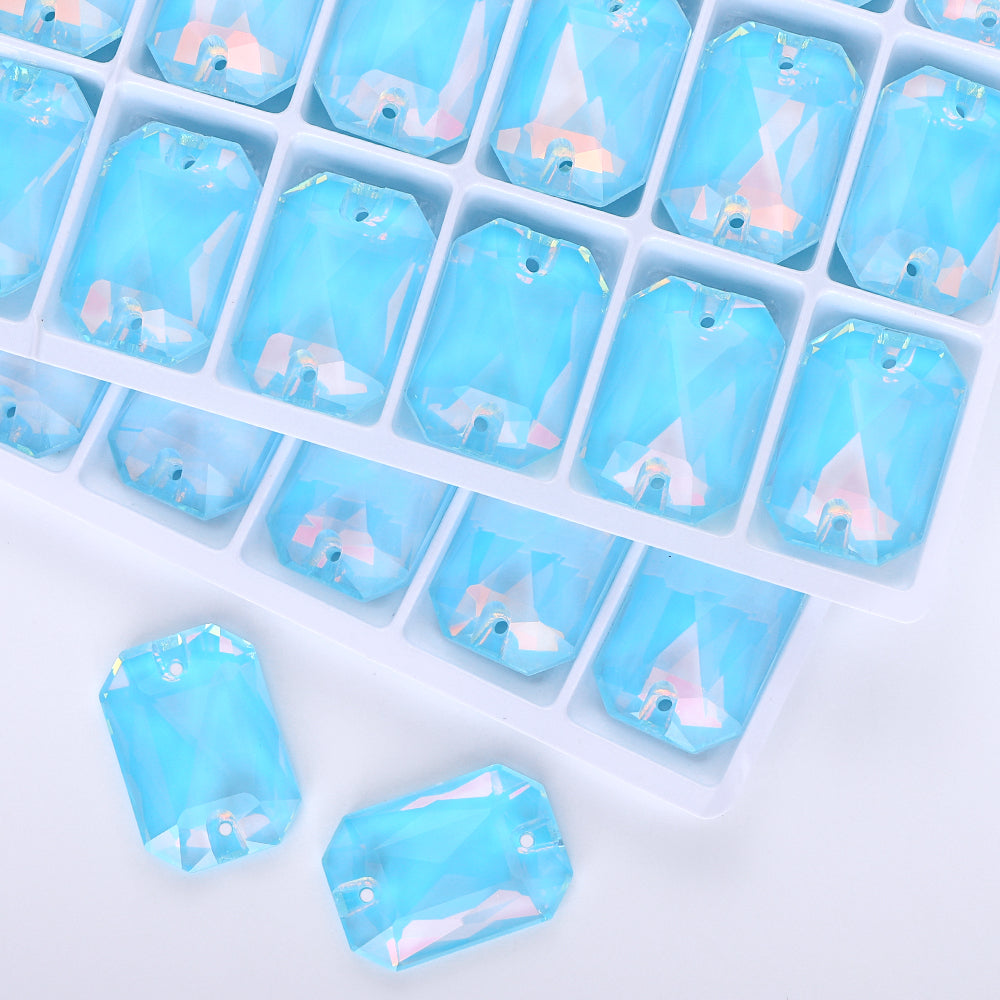Aquamarine AM Octagon Shape High Quality Glass Sew-on Rhinestones WholesaleRhinestone