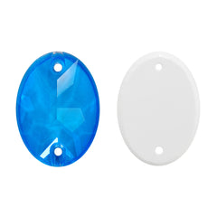 Electric Neon Blue Oval Shape High Quality Glass Sew-on Rhinestones