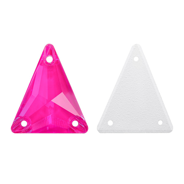 Electric Neon Fuchsia Slim Triangle Shape High Quality Glass Sew-on Rhinestones WholesaleRhinestone