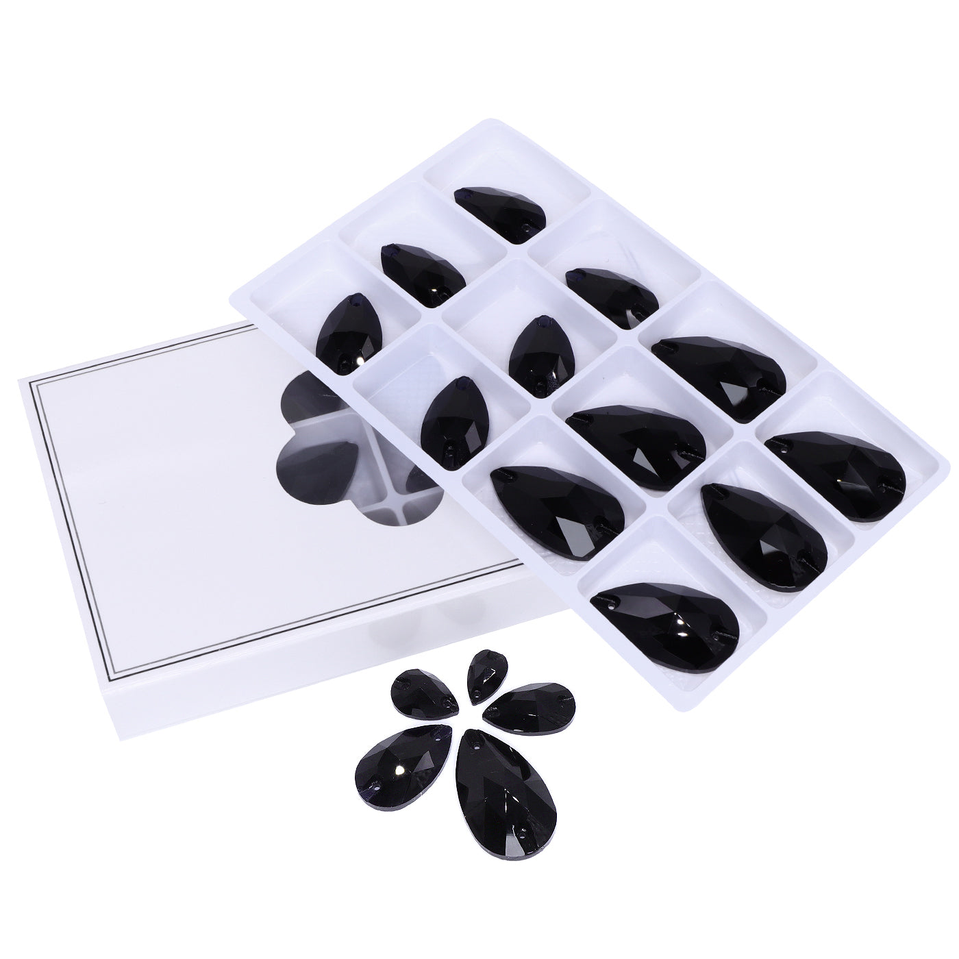 Mixed Sizes Jet Drop Shape High Quality Glass Sew-on Rhinestones WholesaleRhinestone