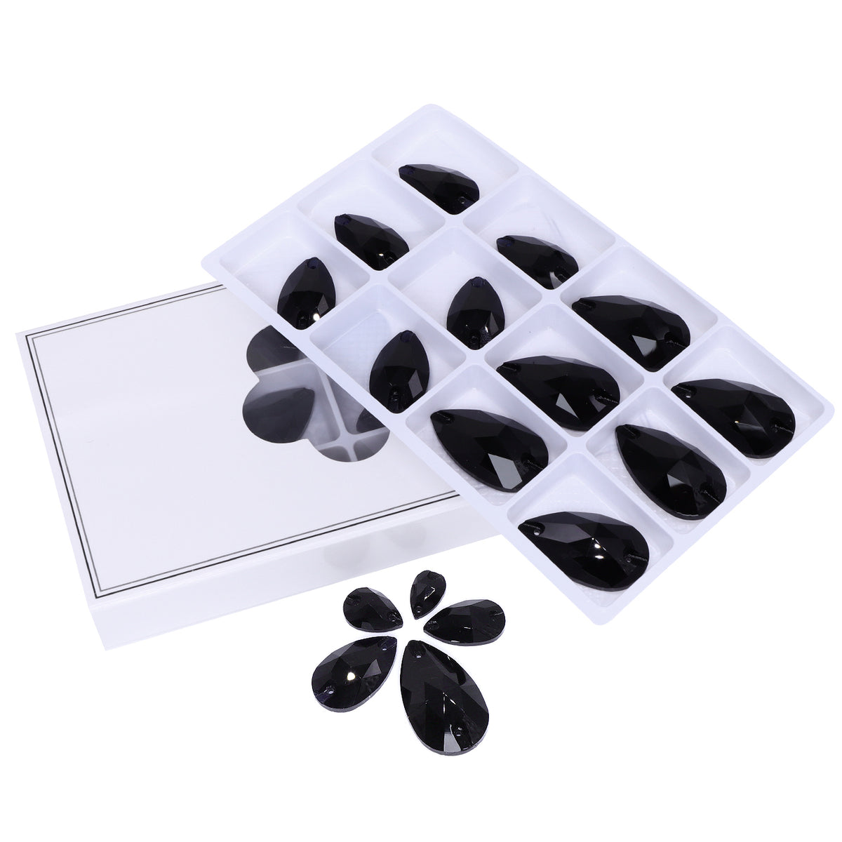 Mixed Sizes Jet Drop Shape High Quality Glass Sew-on Rhinestones WholesaleRhinestone