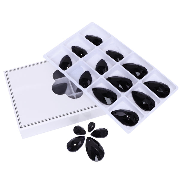 Mixed Sizes Jet Drop Shape High Quality Glass Sew-on Rhinestones WholesaleRhinestone