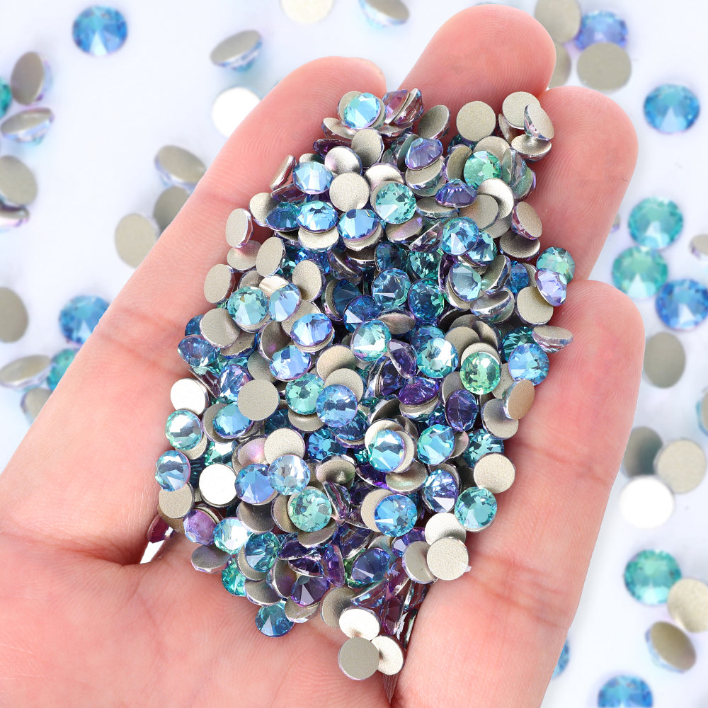 Blue Fairy Glass Flat Back Glue-On Rhinestones 16 Cut Facets WholesaleRhinestone