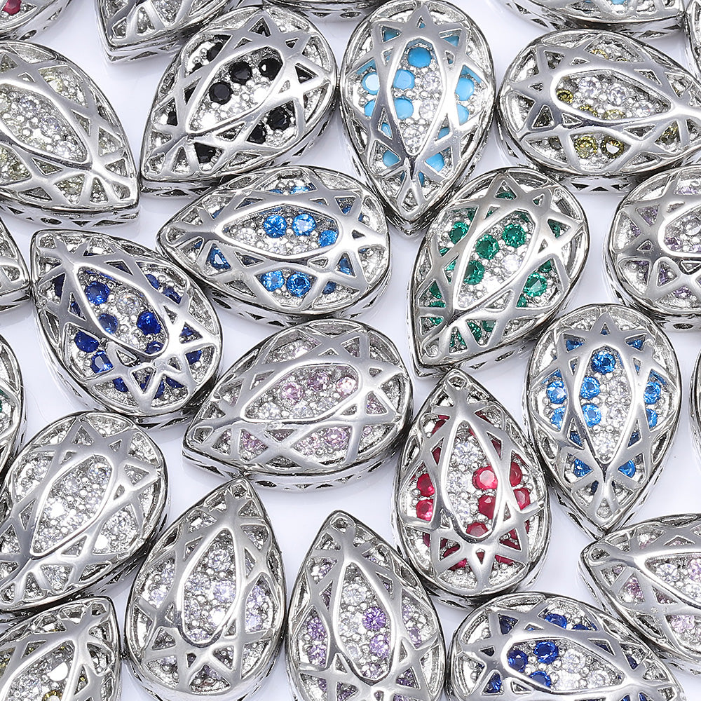 Drop Shape Imitation Rhodium Plated High-Quality Sew-on Alloy Charms Inlaid Cubic Zirconia WholesaleRhinestone Main image