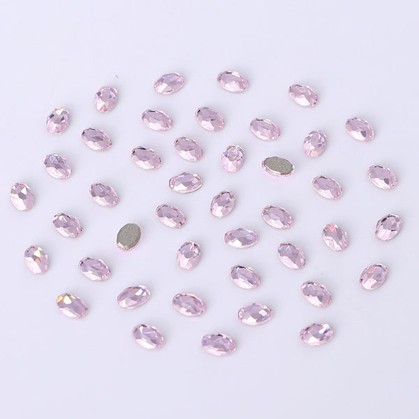 Oval Shape Multi Colors Small Size Glass Beveled Flat Back Fancy Rhinestones For Nail Art WholesaleRhinestone