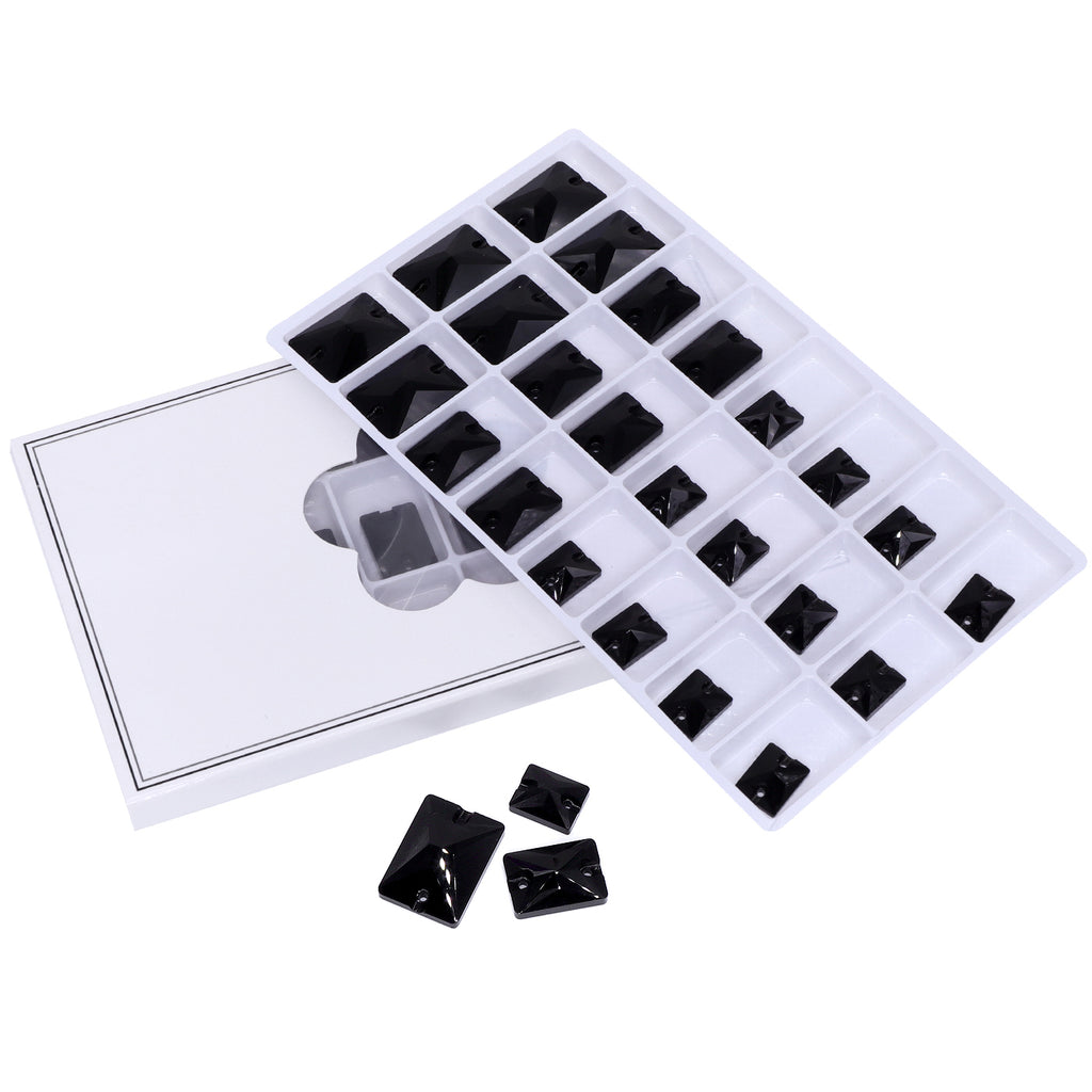 Mixed Sizes Jet Rectangle Shape High Quality Glass Sew-on Rhinestones WholesaleRhinestone
