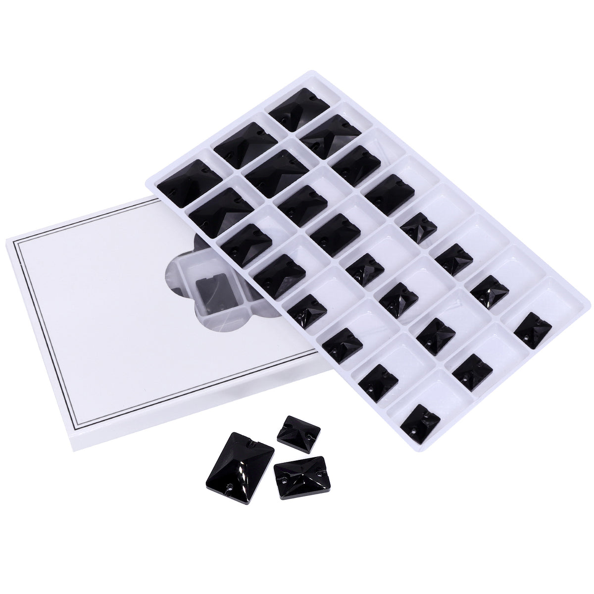Mixed Sizes Jet Rectangle Shape High Quality Glass Sew-on Rhinestones WholesaleRhinestone