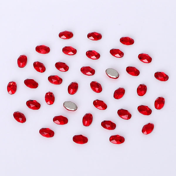 Oval Shape Multi Colors Small Size Glass Beveled Flat Back Fancy Rhinestones For Nail Art WholesaleRhinestone