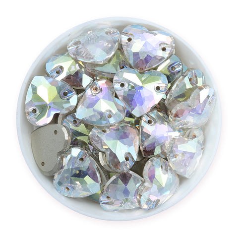 Crystal Transmission Heart Shape High Quality Glass Sew-on Rhinestones