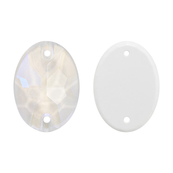 Electric Neon White Oval Shape High Quality Glass Sew-on Rhinestones WholesaleRhinestone