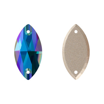Indicolite Shimmer Navette Shape High Quality Glass Sew-on Rhinestones WholesaleRhinestone