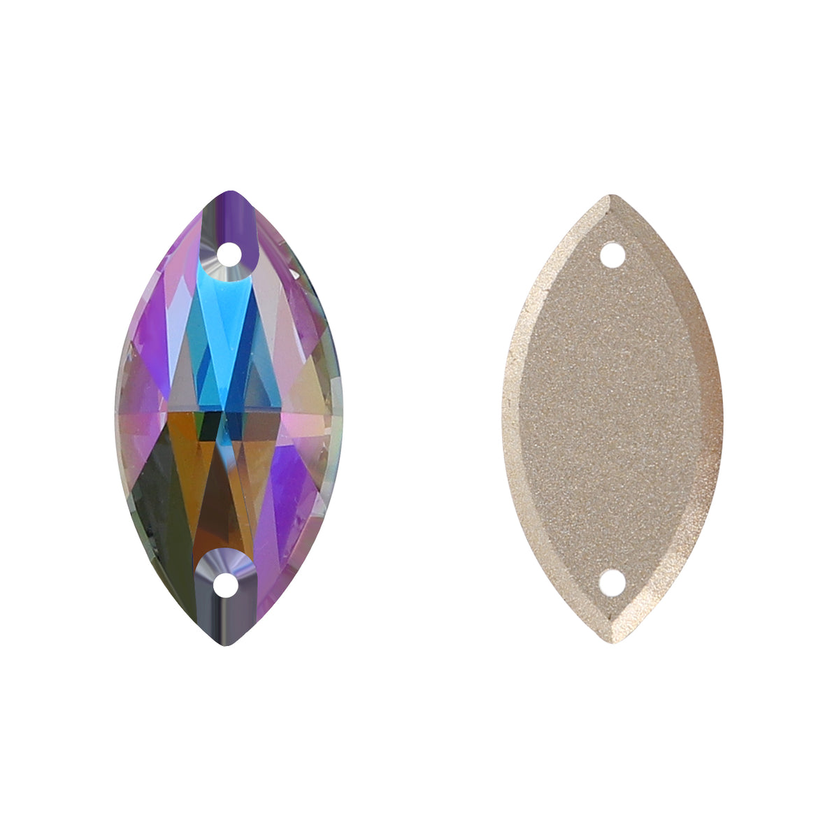 Black Diamond Shimmer Navette Shape High Quality Glass Sew-on Rhinestones