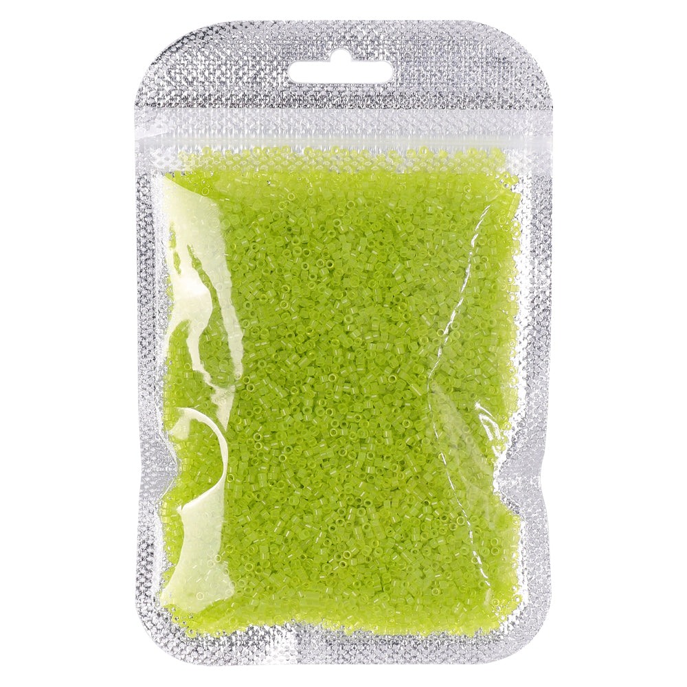 Transparent Chartreuse Color Hight Quality Glass Cylinder Seed Beads 1.6 MM Size BS1022