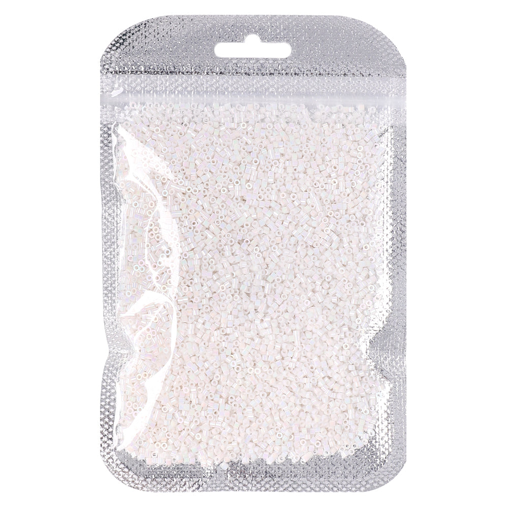 Opaque White Rainbow Color Hight Quality Glass Cylinder Seed Beads 1.6 MM Size BS1006