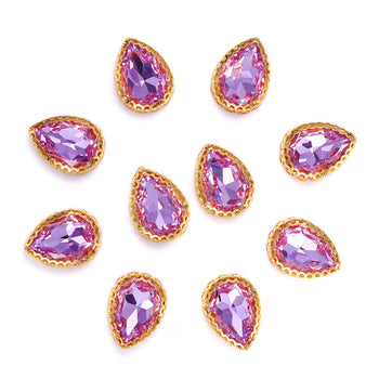 Violet Drop Shape High-Quality Glass Sew-on Nest Hollow Claw Rhinestones WholesaleRhinestone