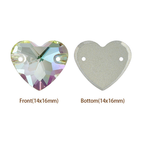 Luminous Green Heart Shape High Quality Glass Sew-on Rhinestones