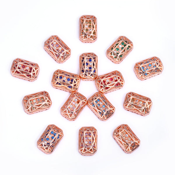 Octagon Shape Rose Gold Plated High-Quality Sew-on Alloy Charms Inlaid Cubic Zirconia WholesaleRhinestone