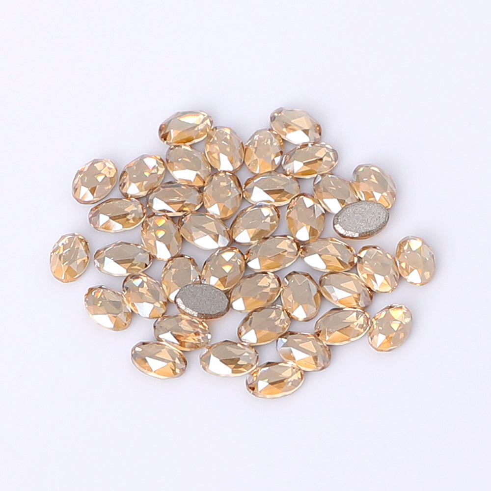 Oval Shape Multi Colors Small Size Glass Beveled Flat Back Fancy Rhinestones For Nail Art WholesaleRhinestone