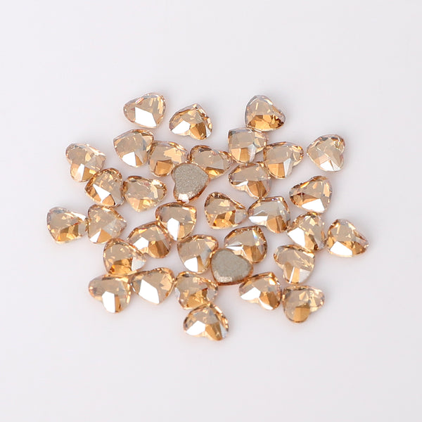 Heart Shape Multi Colors Small Size Glass Beveled Flat Back Fancy Rhinestones For Nail Art WholesaleRhinestone