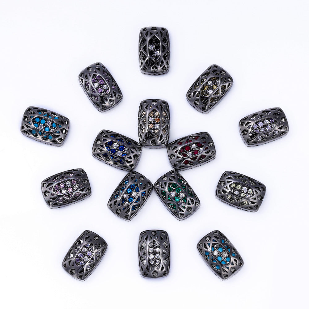 Cushion Rectangle Shape Hematite Plated High-Quality Sew-on Alloy Charms Inlaid Cubic Zirconia WholesaleRhinestone