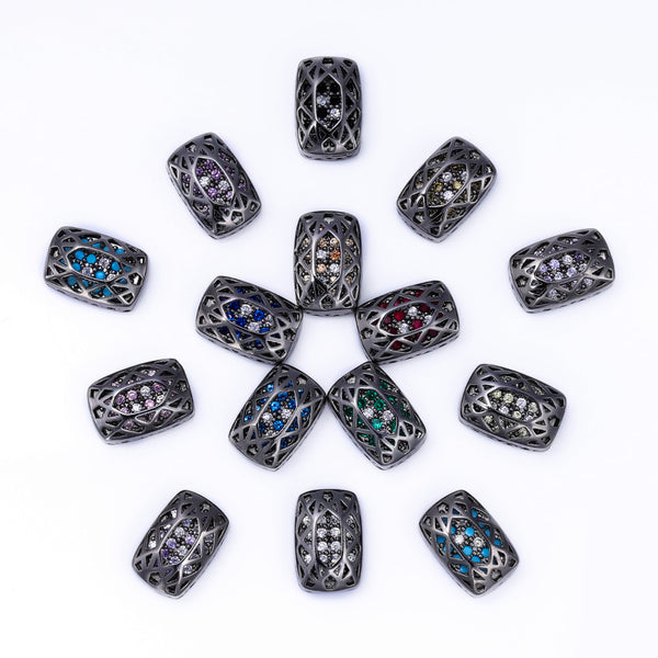 Cushion Rectangle Shape Hematite Plated High-Quality Sew-on Alloy Charms Inlaid Cubic Zirconia WholesaleRhinestone