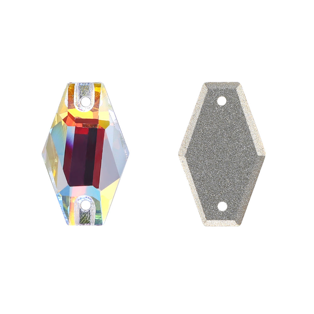 Light Crystal AB Hexagon Shape High Quality Glass Sew-on Rhinestones