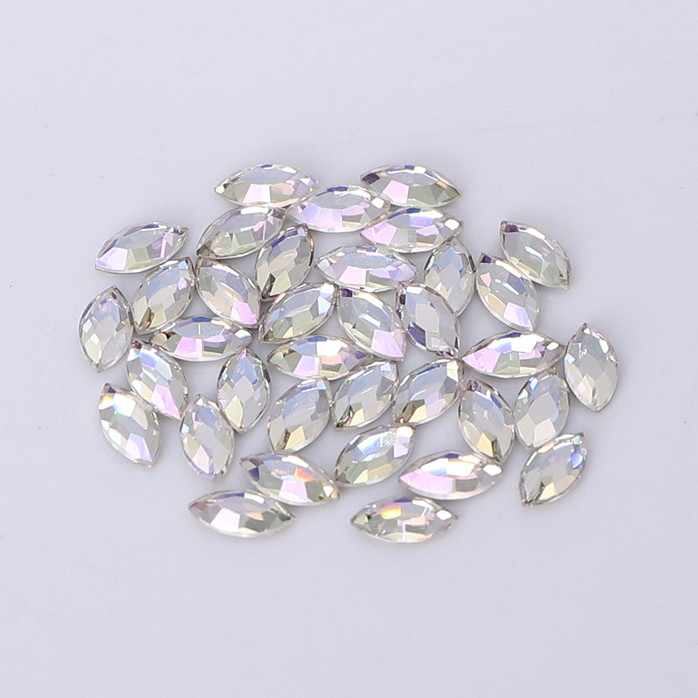 Navette Shape Multi Colors Small Size Glass Beveled Flat Back Fancy Rhinestones For Nail Art WholesaleRhinestone