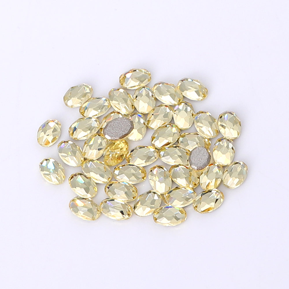 Oval Shape Multi Colors Small Size Glass Beveled Flat Back Fancy Rhinestones For Nail Art WholesaleRhinestone