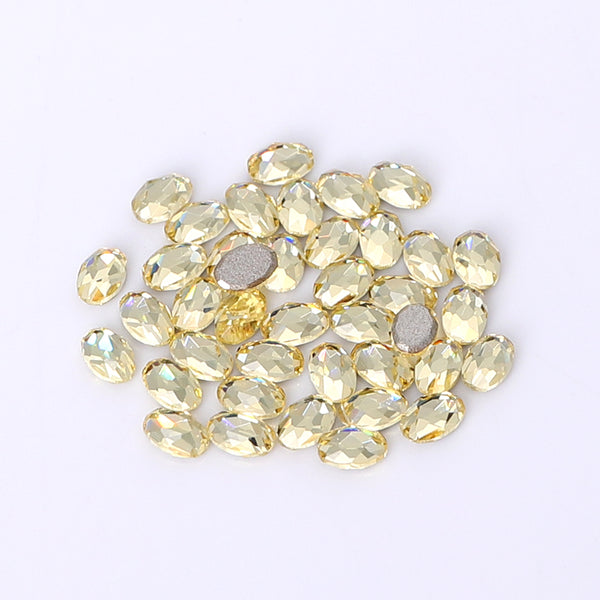 Oval Shape Multi Colors Small Size Glass Beveled Flat Back Fancy Rhinestones For Nail Art WholesaleRhinestone
